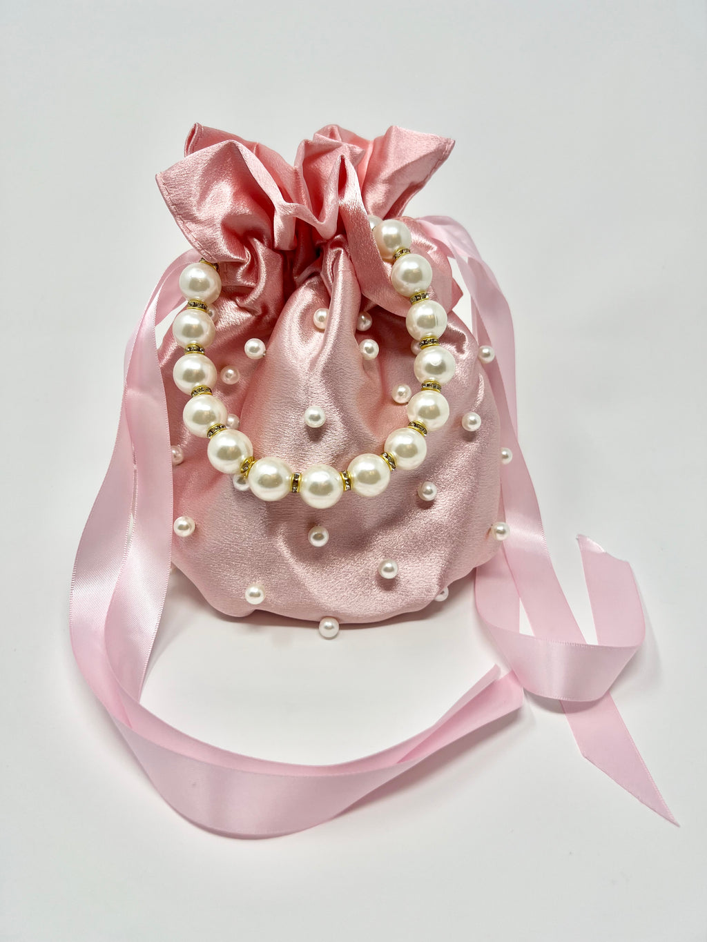 Pearl Handle Bucket Bag (Pink)