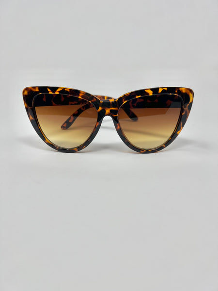 Luxury Pearl Accent Oversized Cat Eye Sunglasses Brown Gradient display picture 3