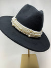 Pearl Band Fedora Hat - Classic Black