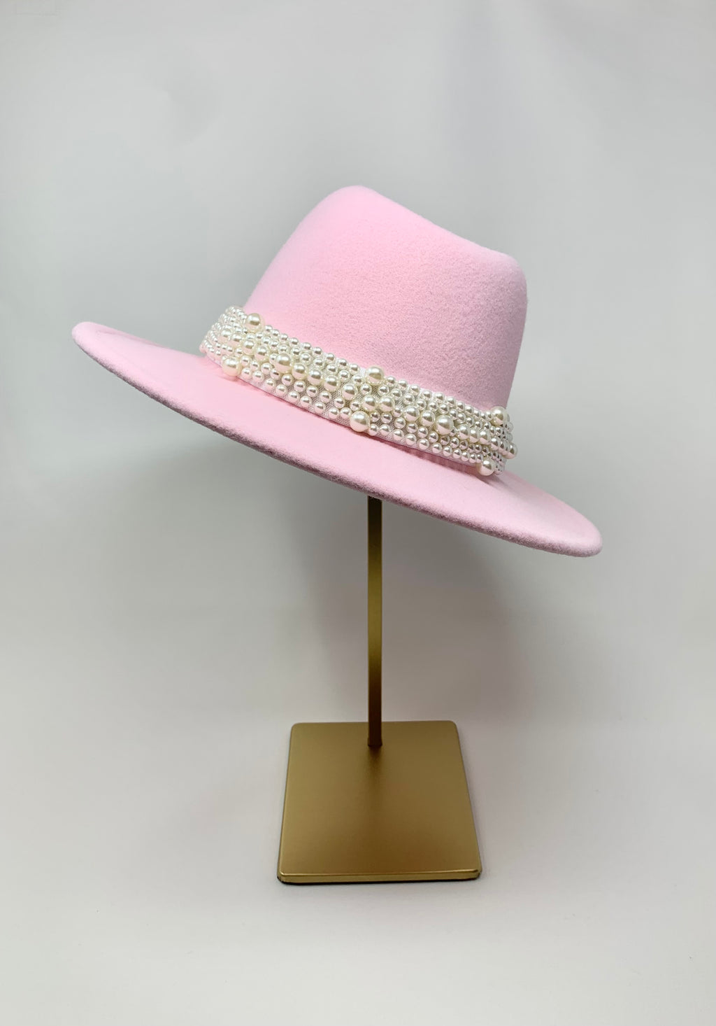 Pearl Band Fedora Hat - Pretty Pink