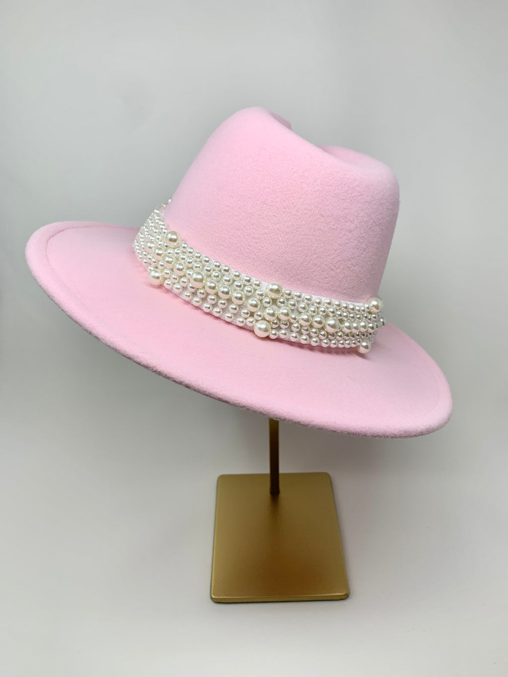 Pearl Band Fedora Hat - Pretty Pink
