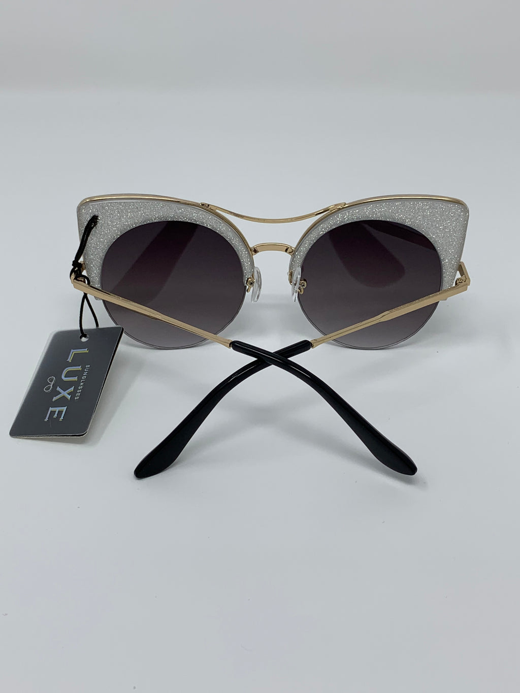 Cat-Eye Silver Glitter Sunglasses