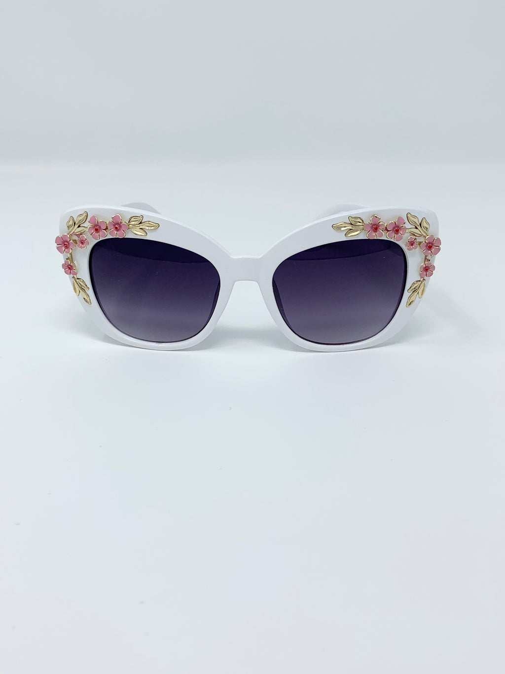 Floral Embellished Sunglasses - White