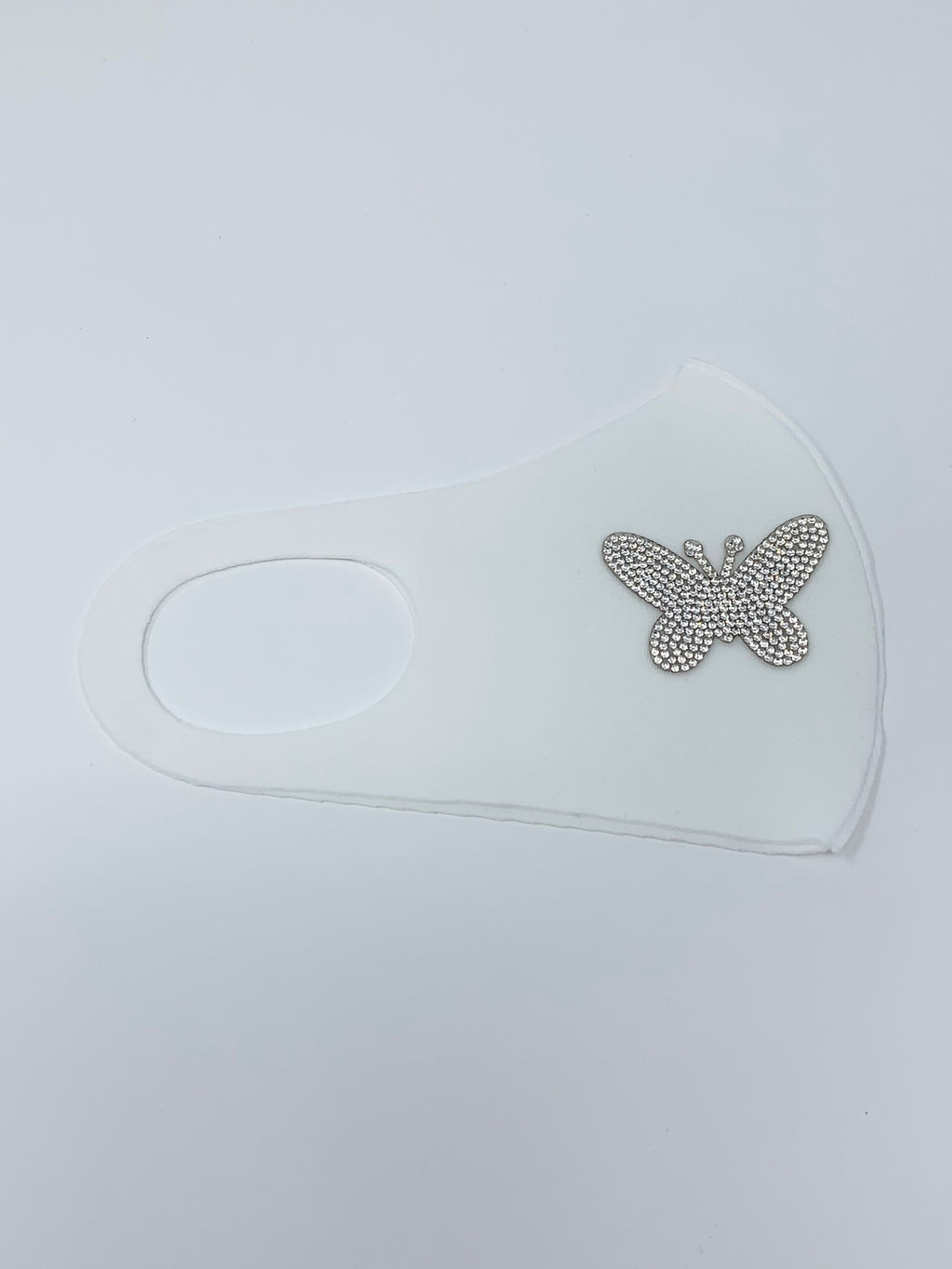 Rhinestone Face Mask - Butterfly (White)