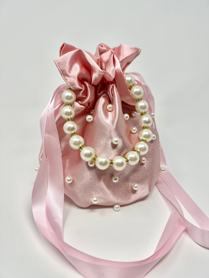 Pearl Handle Bucket Bag (Pink)