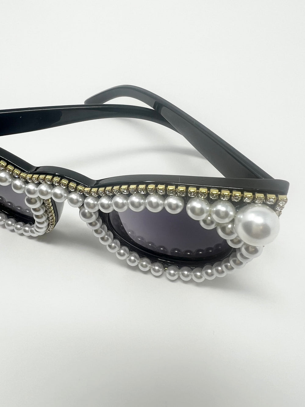 Chanel Pearl Oval Shape Sunglasses Acetate Black 1596304