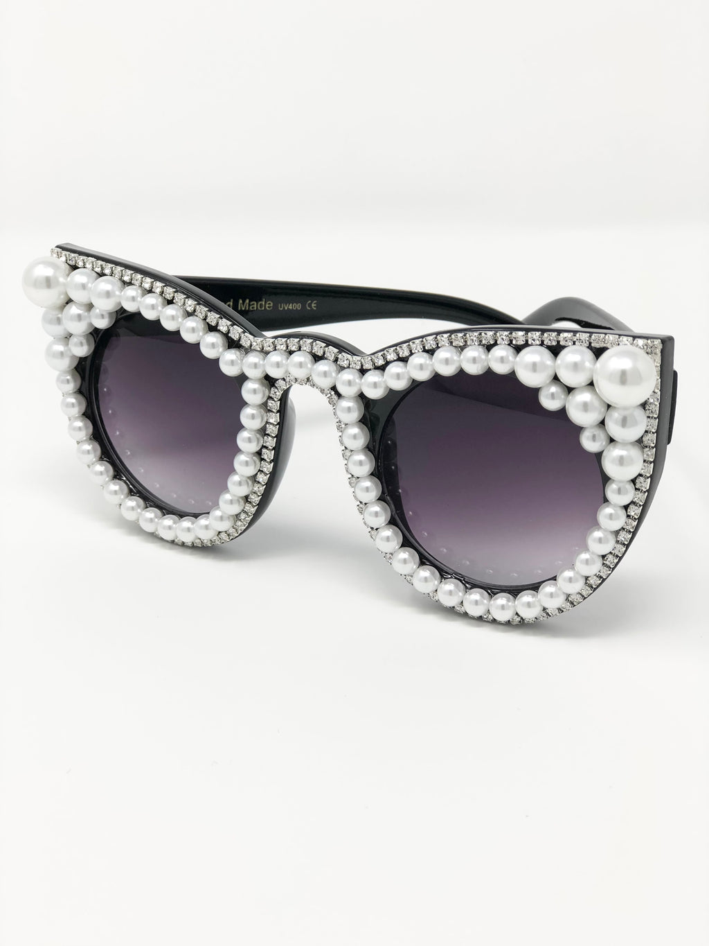 Cat Eye Pearl and Rhinestone Framed Sunglasses