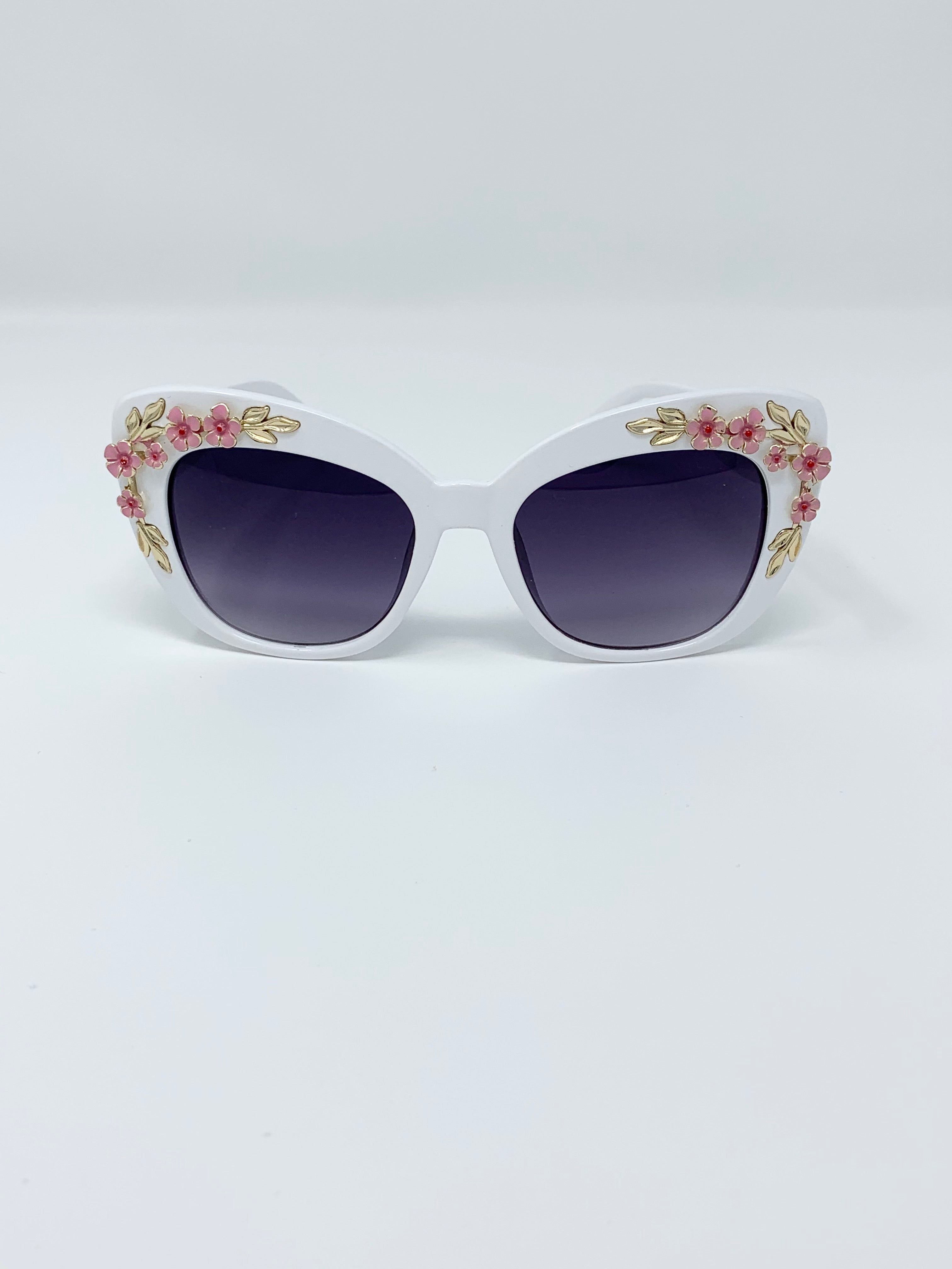 Floral Embellished Round Sunglasses Ysabelia - Round Daisy Flower Shape Circle Party Floral  main image 2