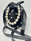 Pearl Handle Bucket Bag (Black)