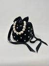 Pearl Handle Bucket Bag (Black)